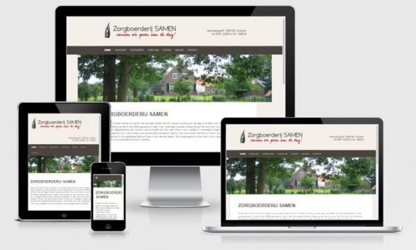 Website zorgboerderijsamen.nl weergegeven op verschillende devices.
